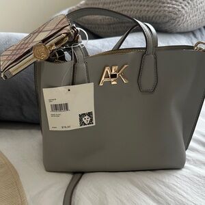 Anne Klein Gray Mini Bag with Gold Accents